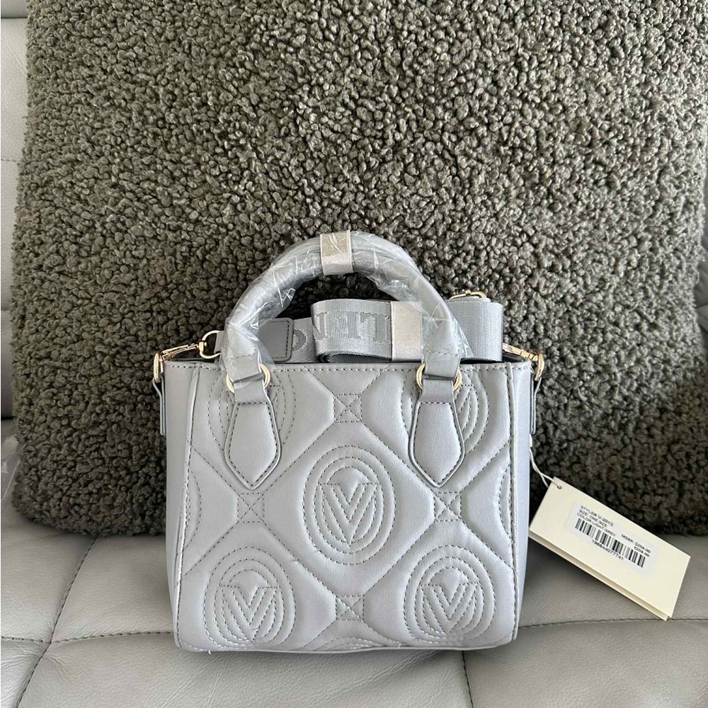 Valentino Orlandi Quilted Mini Bag in Light Gray